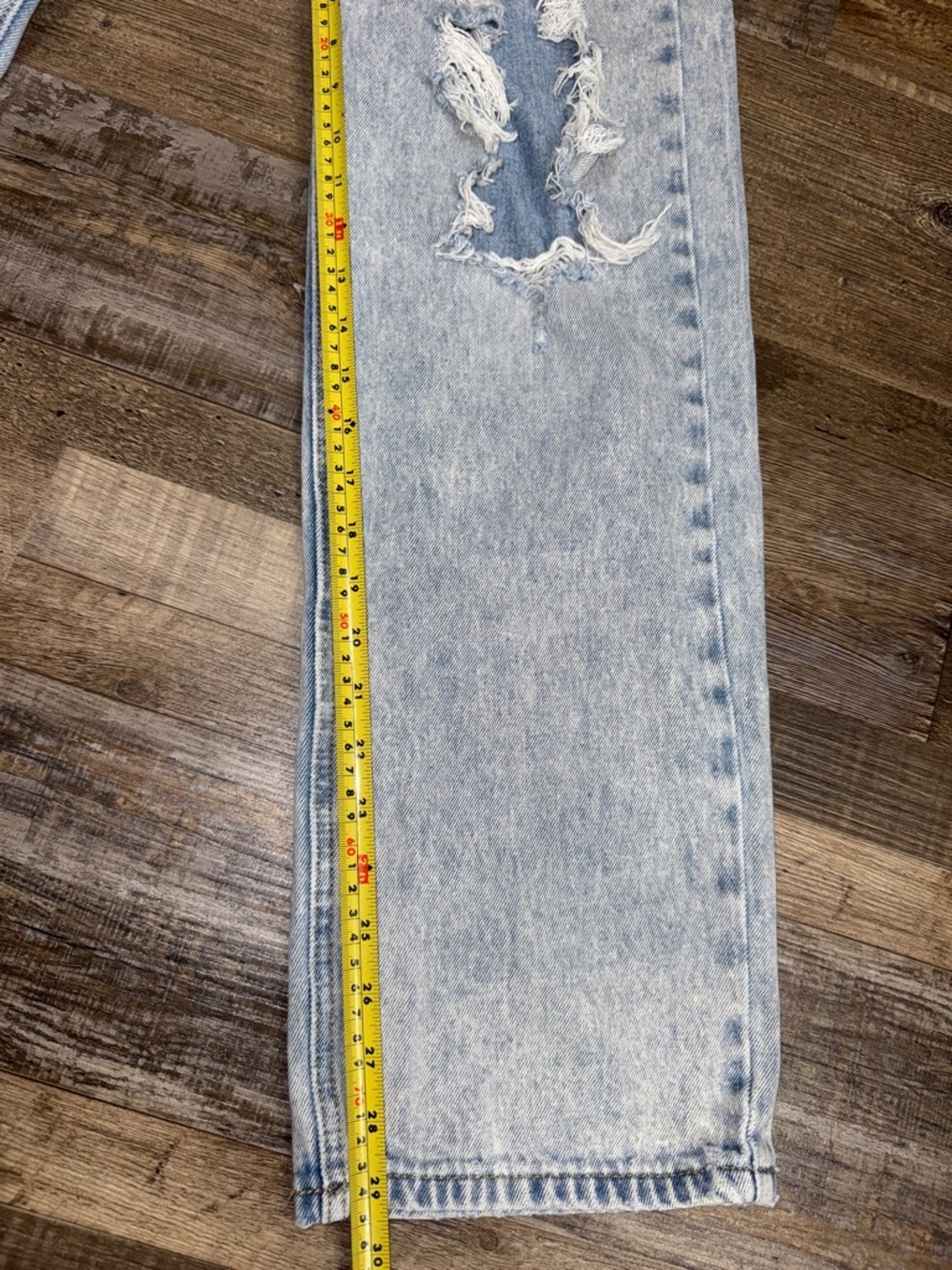 Edikted Distressed Wide Leg Jeans Light Wash High Rise Baggy Y2K Grunge M - Picture 7 of 8